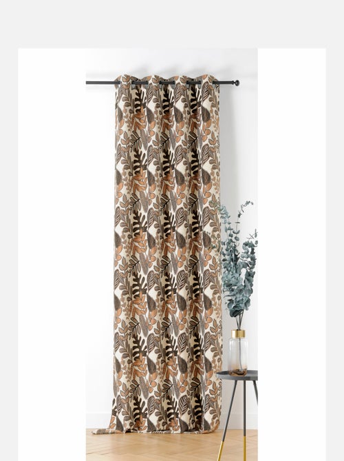 Rideau à oeillets motif végétal vintage - Kiabi