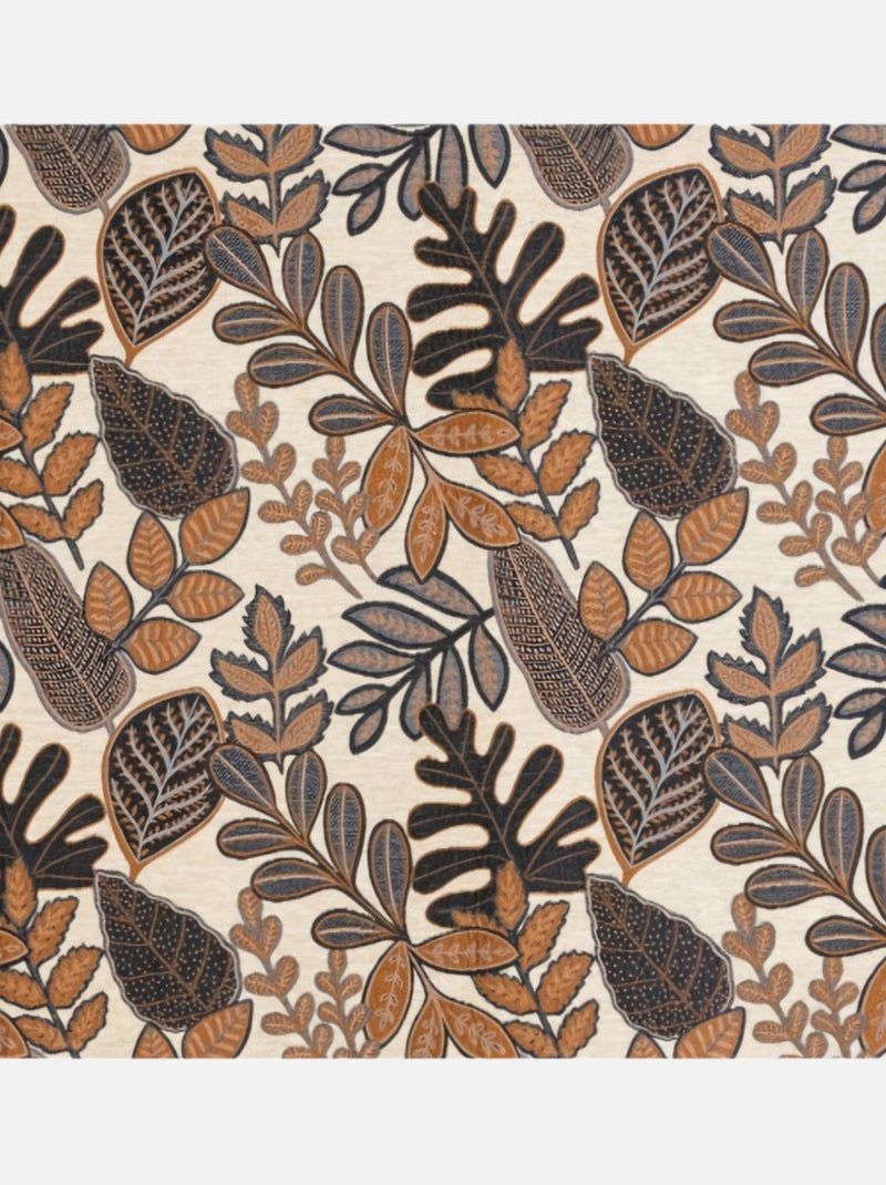 Rideau à oeillets motif végétal vintage Marron tabac - Kiabi