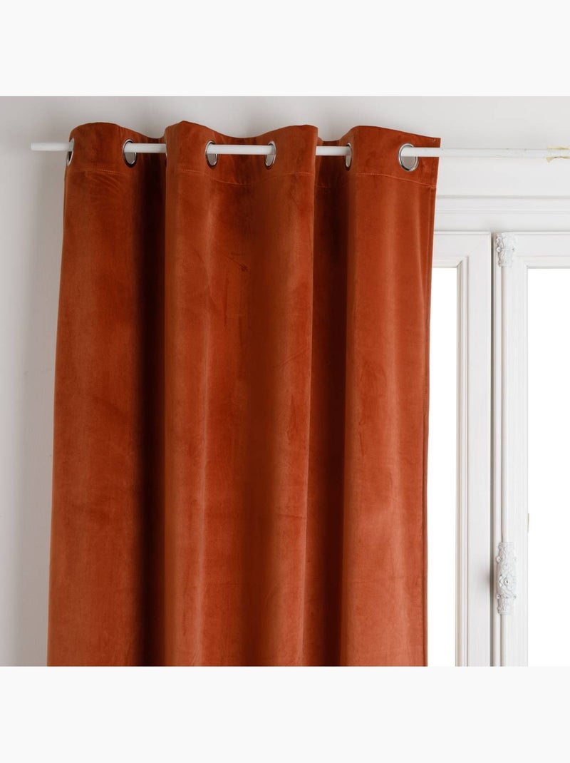 Rideau à oeillets occultant velours dolce Terracotta - Kiabi