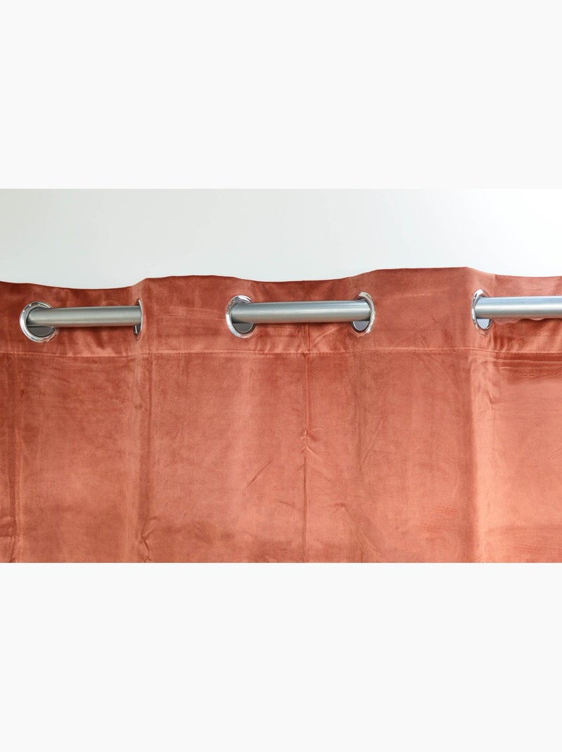 Rideau à oeillets occultant velours dolce Terracotta - Kiabi
