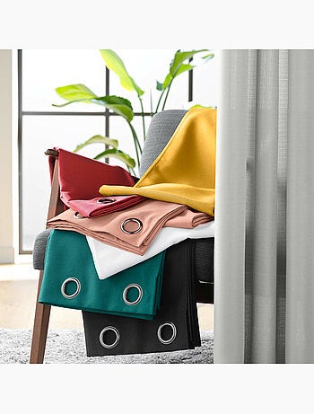 Rideau à œillets – polyester satiné - uni soline