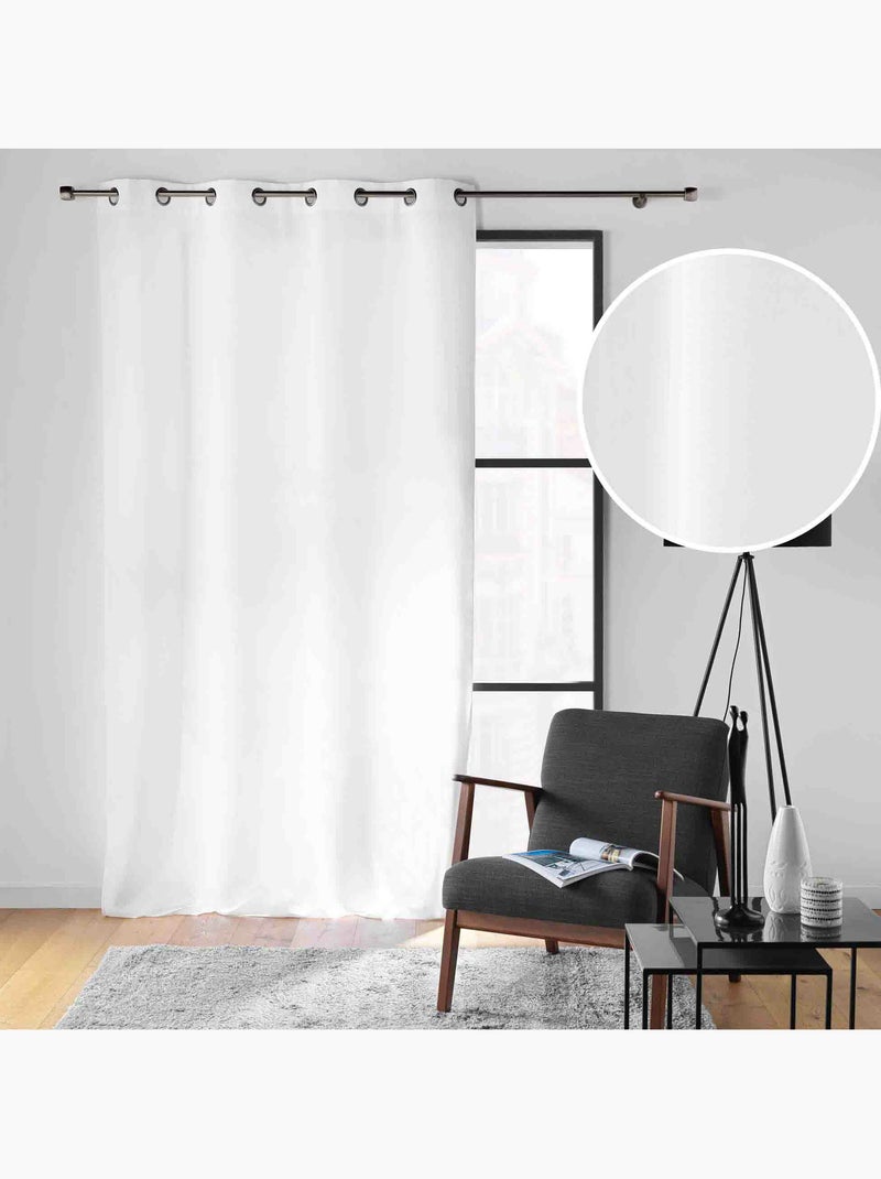 Rideau à œillets – polyester satiné - uni soline Blanc - Kiabi