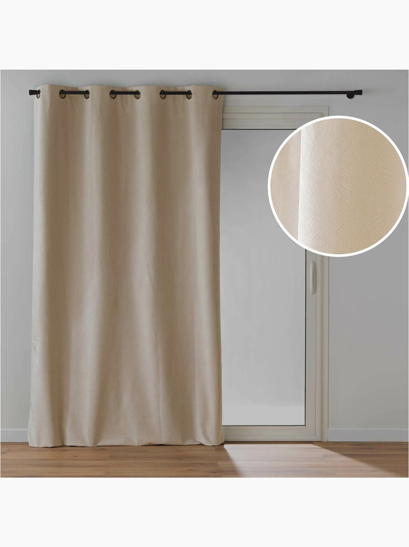 Rideau à œillets – velours texturé – 100 % occultant - léonie Beige naturel - Kiabi