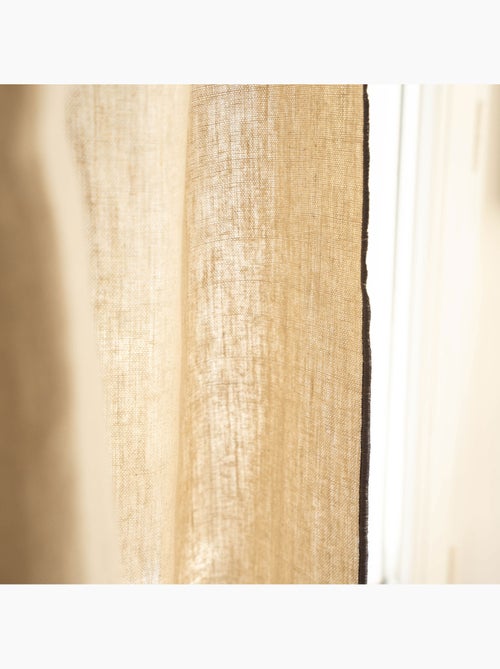 Rideau ajustable 100% lin lavé anneaux inclus - Kiabi