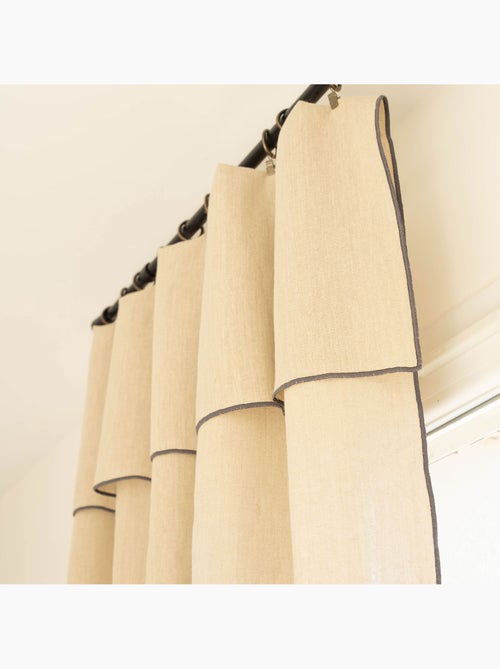 Rideau ajustable 100% lin lavé anneaux inclus - Kiabi