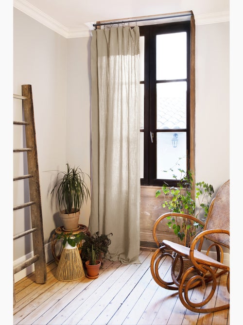 Rideau ajustable + 8 anneaux pince – gaze de coton – gaïa - Kiabi Rideau ajustable + 8 anneaux pince – gaze de coton – gaïa - Kiabi
