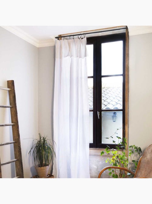 Rideau ajustable + 8 anneaux pince – gaze de coton – gaïa - Kiabi Rideau ajustable + 8 anneaux pince – gaze de coton – gaïa - Kiabi