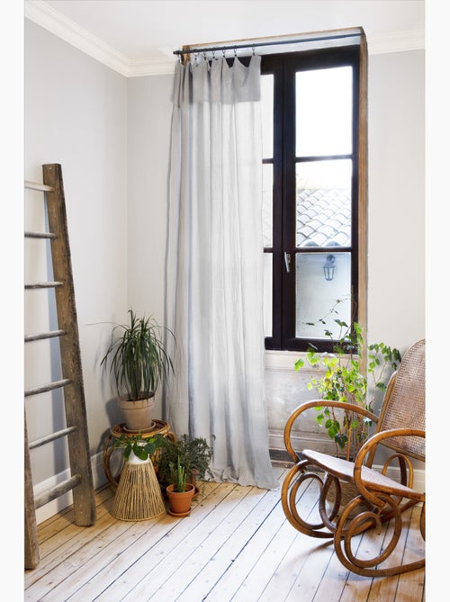 Rideau ajustable + 8 anneaux pince – gaze de coton – gaïa - Kiabi Rideau ajustable + 8 anneaux pince – gaze de coton – gaïa - Kiabi