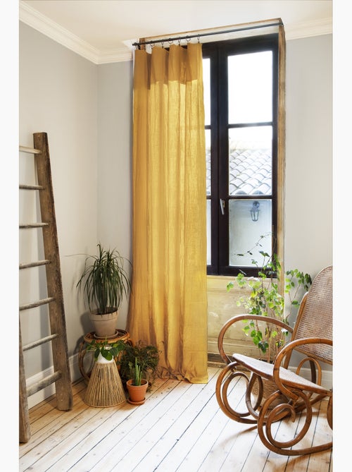 Rideau ajustable + 8 anneaux pince – gaze de coton – gaïa - Kiabi Rideau ajustable + 8 anneaux pince – gaze de coton – gaïa - Kiabi