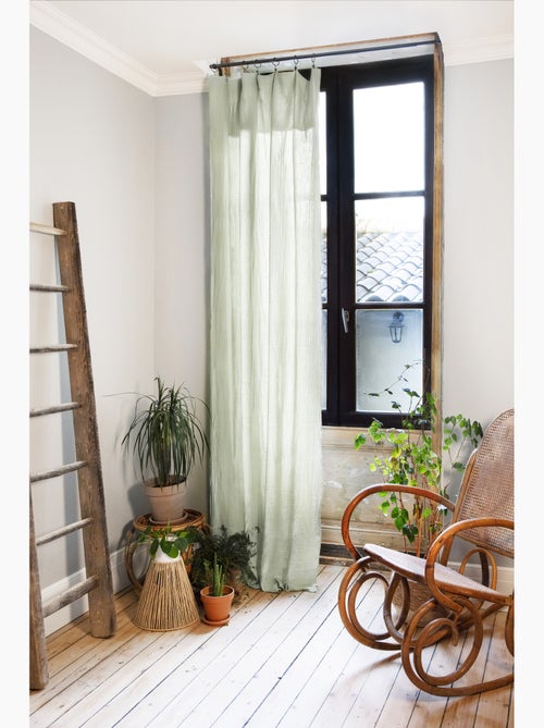 Rideau ajustable + 8 anneaux pince – gaze de coton – gaïa - Kiabi Rideau ajustable + 8 anneaux pince – gaze de coton – gaïa - Kiabi