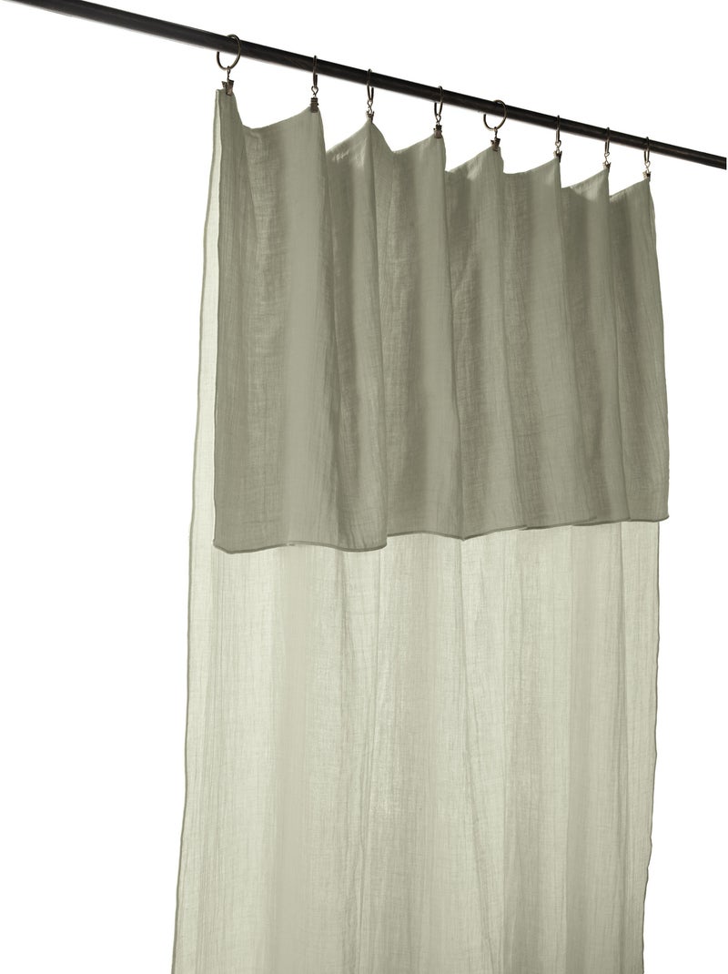 Rideau ajustable + 8 anneaux pince – gaze de coton – gaïa Vert d'eau - Kiabi