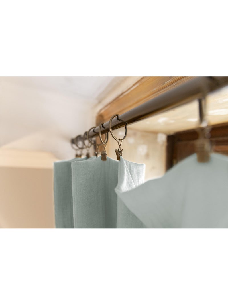 Rideau ajustable + 8 anneaux pince – gaze de coton – gaïa Vert eucalyptus - Kiabi