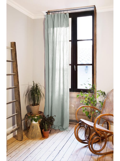 Rideau ajustable + 8 anneaux pince – gaze de coton – gaïa - Kiabi Rideau ajustable + 8 anneaux pince – gaze de coton – gaïa - Kiabi