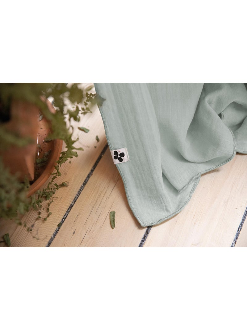 Rideau ajustable + 8 anneaux pince – gaze de coton – gaïa Vert eucalyptus - Kiabi