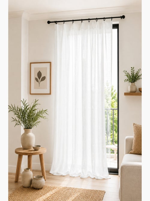 Rideau ajustable double gaze de coton avec 8 anneaux pince gaïa – hauteur modulable - Kiabi Rideau ajustable double gaze de coton avec 8 anneaux pince gaïa – hauteur modulable - Kiabi