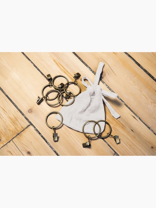 Rideau ajustable double gaze de coton avec 8 anneaux pince gaïa – hauteur modulable - Kiabi Rideau ajustable double gaze de coton avec 8 anneaux pince gaïa – hauteur modulable - Kiabi