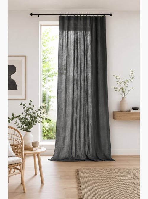 Rideau ajustable double gaze de coton avec 8 anneaux pince gaïa – hauteur modulable - Kiabi Rideau ajustable double gaze de coton avec 8 anneaux pince gaïa – hauteur modulable - Kiabi