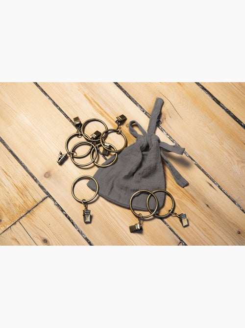 Rideau ajustable double gaze de coton avec 8 anneaux pince gaïa – hauteur modulable - Kiabi Rideau ajustable double gaze de coton avec 8 anneaux pince gaïa – hauteur modulable - Kiabi