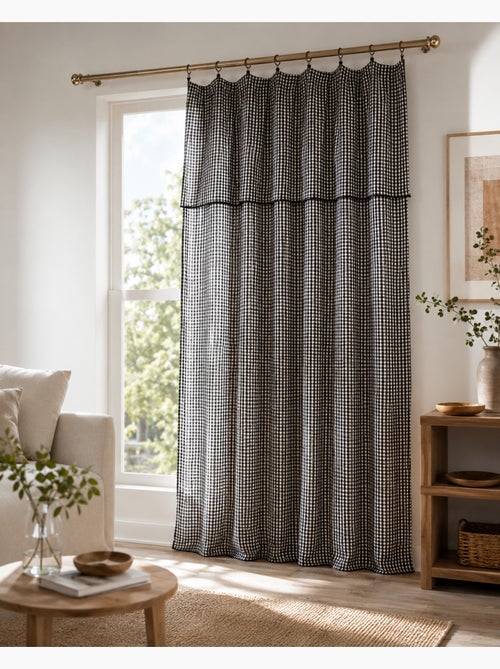Rideau ajustable double gaze de coton vichie - Kiabi Rideau ajustable double gaze de coton vichie - Kiabi