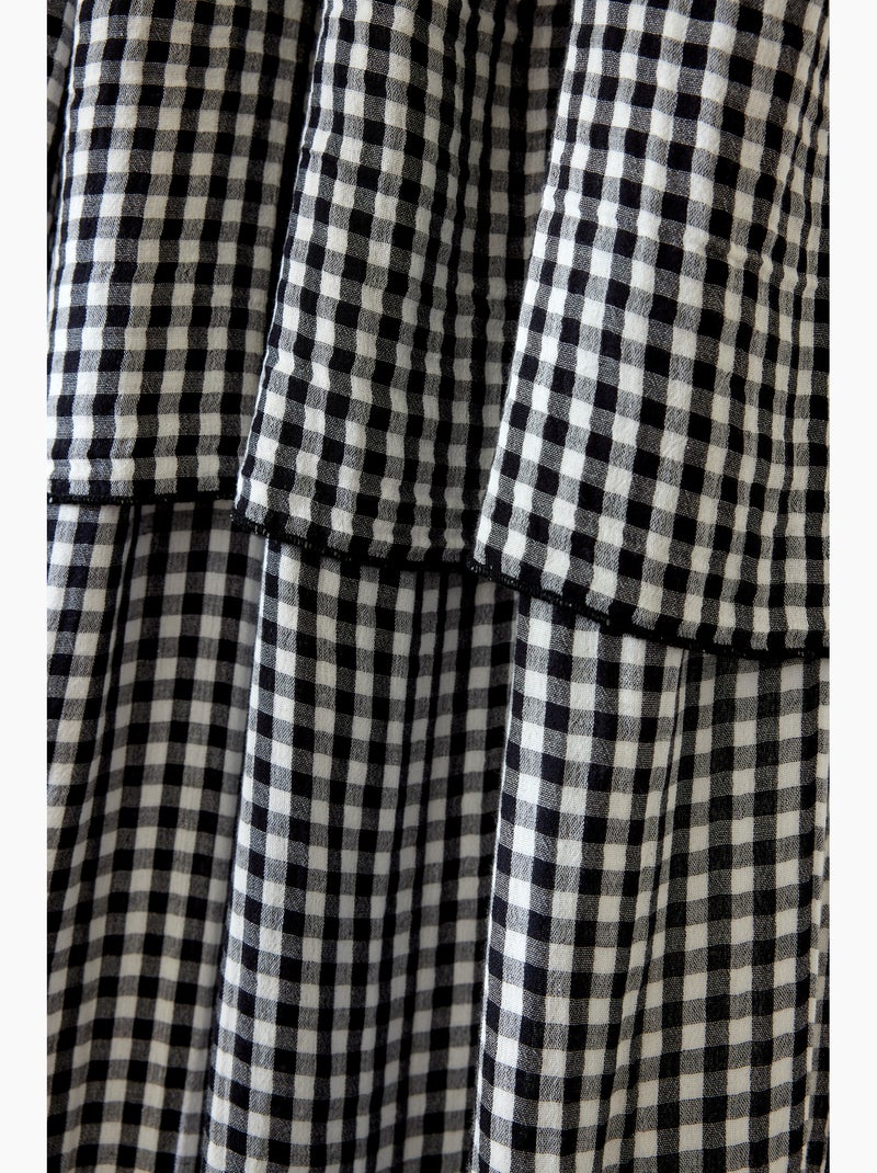 Rideau ajustable double gaze de coton vichie Noir - Kiabi