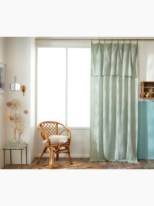 Rideau ajustable double gaze de coton vichie - Kiabi