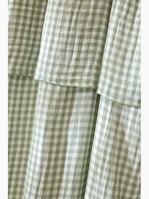 Rideau ajustable double gaze de coton vichie - Kiabi