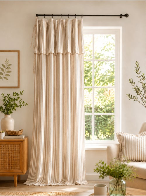 Rideau ajustable gaze de coton avec 8 anneaux – livia - Kiabi Rideau ajustable gaze de coton avec 8 anneaux – livia - Kiabi