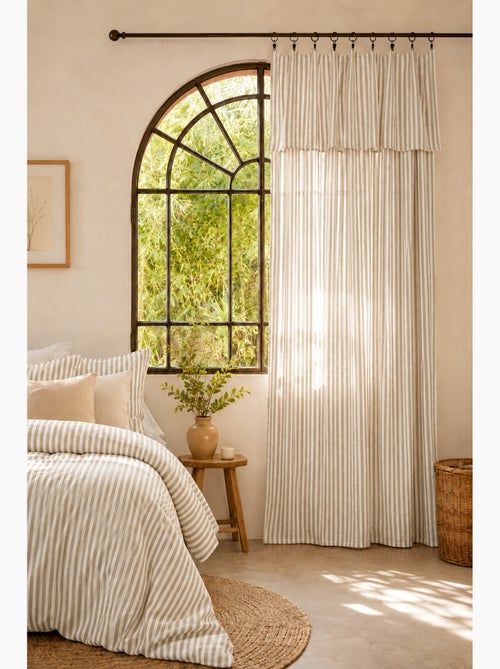 Rideau ajustable gaze de coton avec 8 anneaux – livia - Kiabi Rideau ajustable gaze de coton avec 8 anneaux – livia - Kiabi