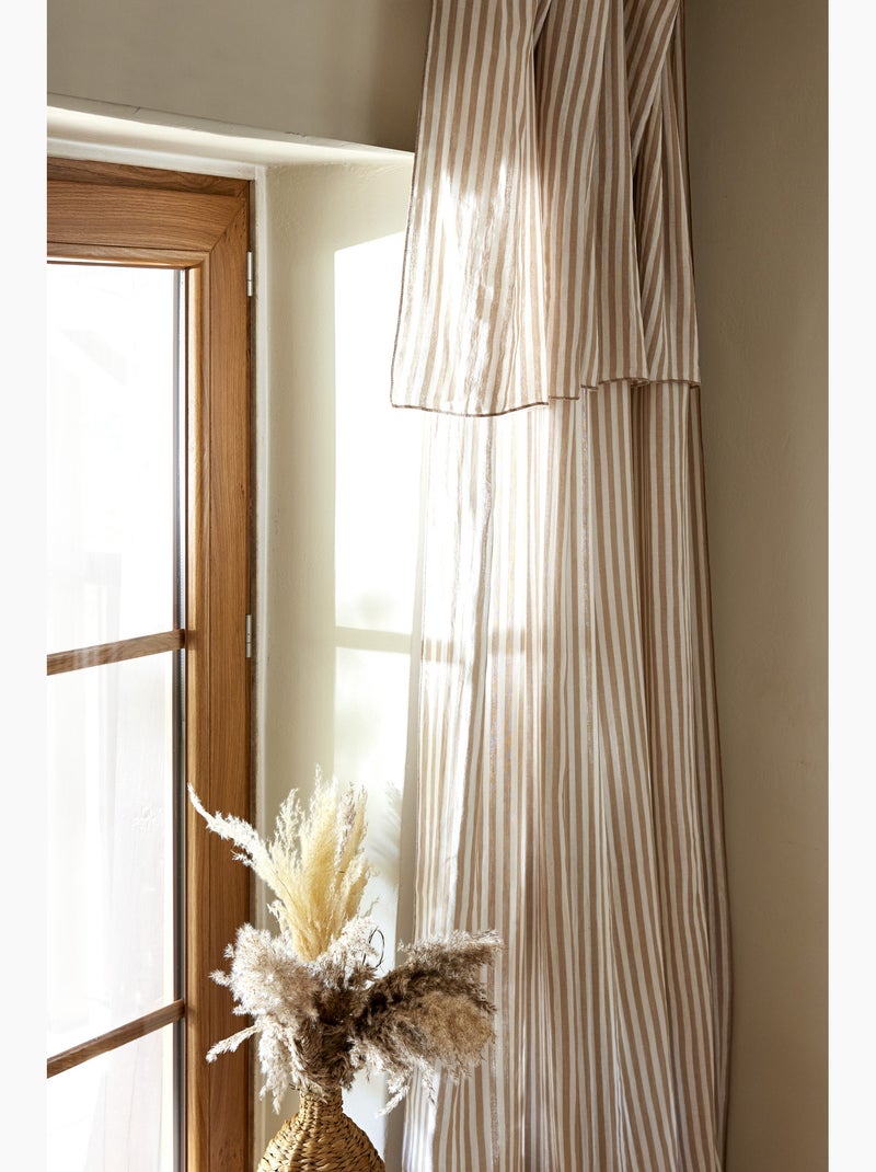Rideau ajustable gaze de coton avec 8 anneaux – livia Beige Ficelle - Kiabi