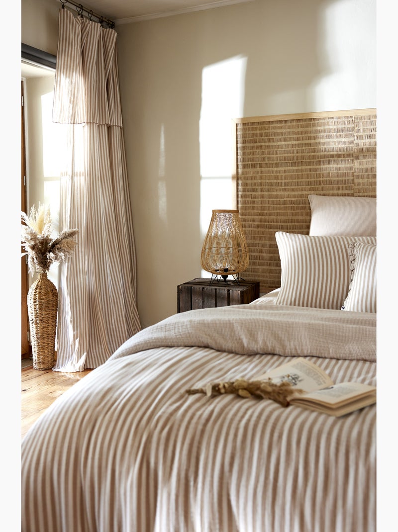 Rideau ajustable gaze de coton avec 8 anneaux – livia Beige Ficelle - Kiabi