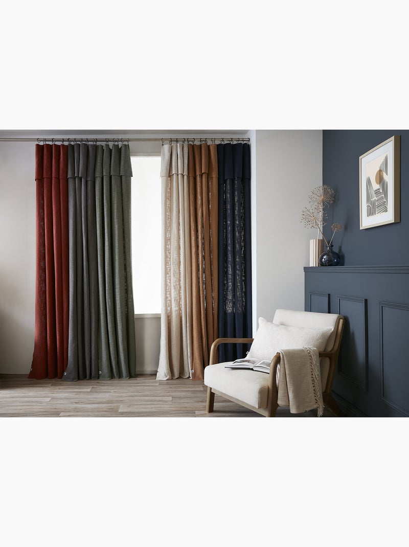 Rideau ajustable sixtine – coton flammé- sixtine Terracotta - Kiabi