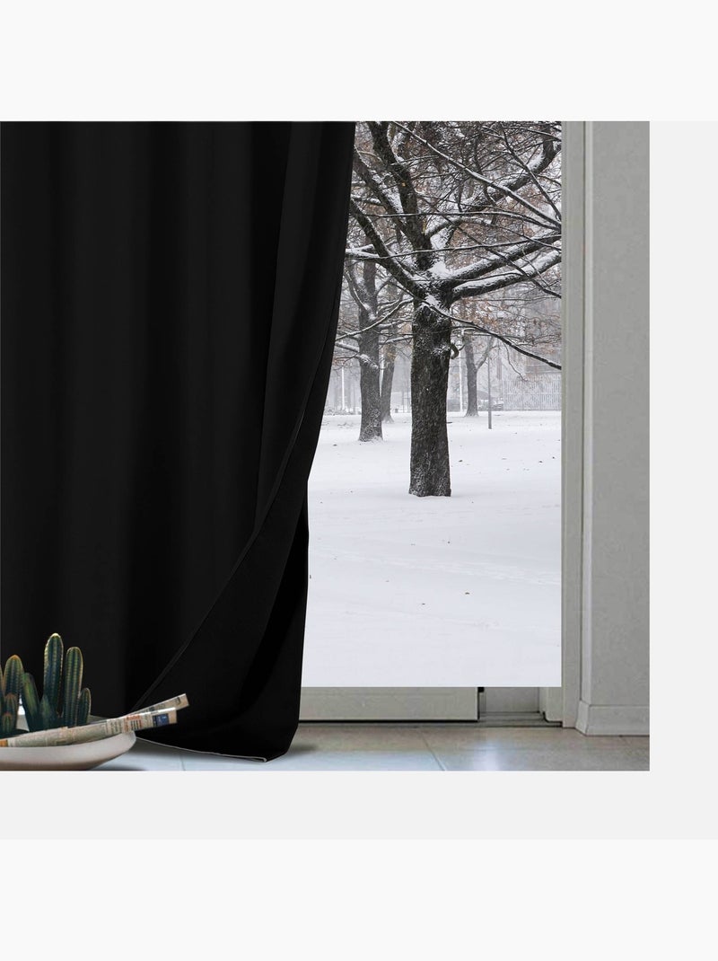 Rideau anti-froid doublé polaire Noir - Kiabi
