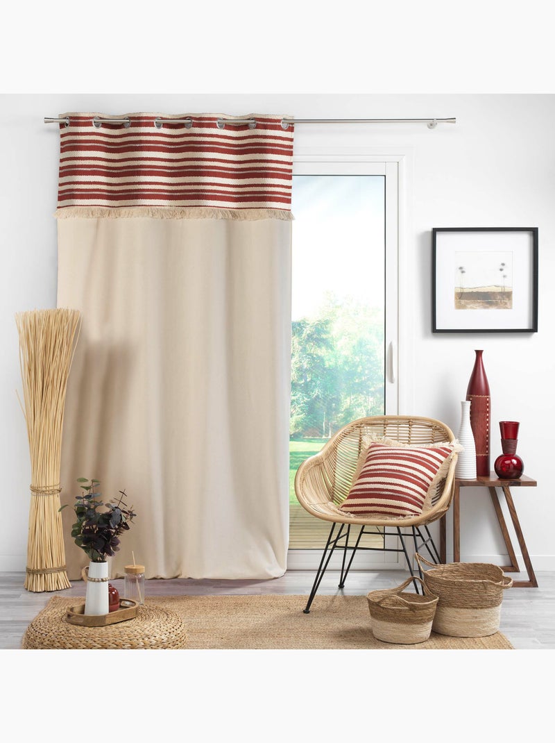 Rideau au top tissé et frangé Terracotta - Kiabi