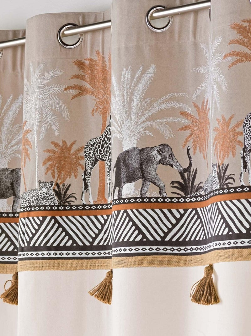 Rideau avec top esprit safari Taupe - Kiabi