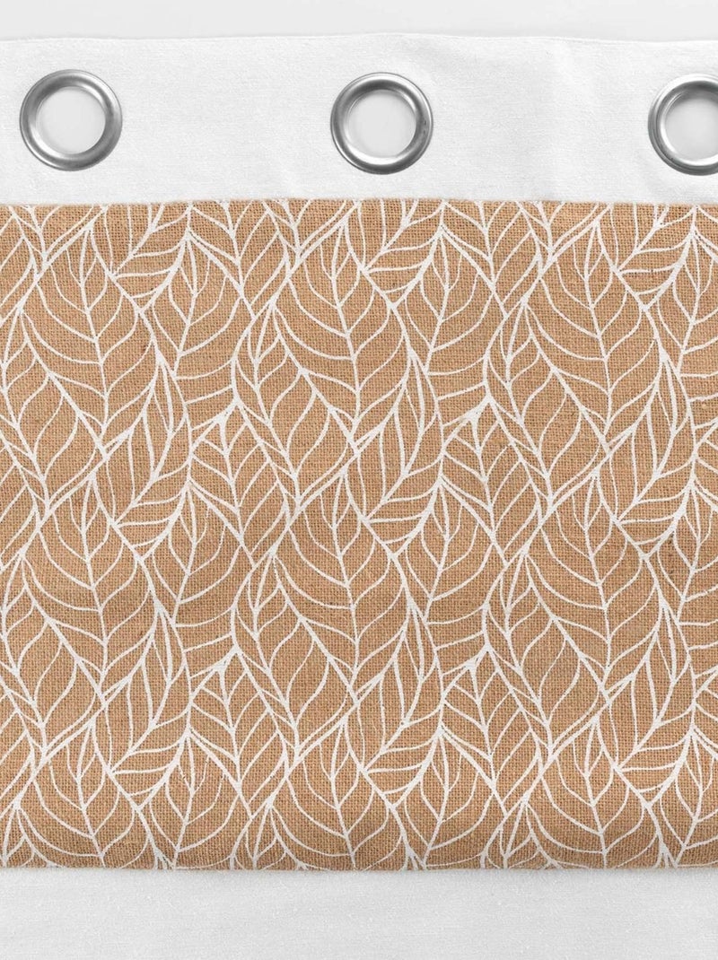 Rideau bi-matière avec toile de jute imprimée Blanc - Kiabi