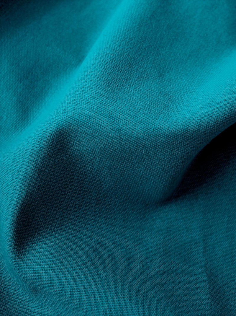 Rideau coloré en pur coton 8 œillets Bleu canard - Kiabi