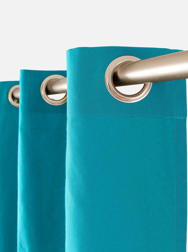 Rideau coloré en pur coton 8 œillets Bleu turquoise - Kiabi