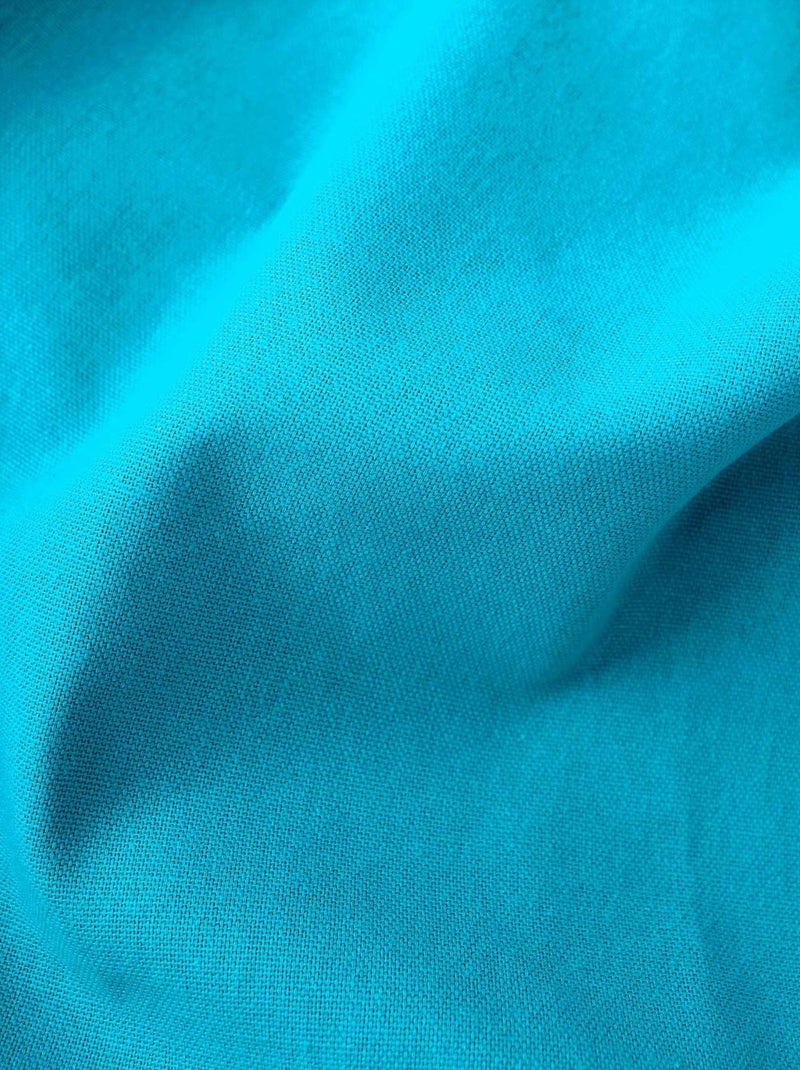 Rideau coloré en pur coton 8 œillets Bleu turquoise - Kiabi