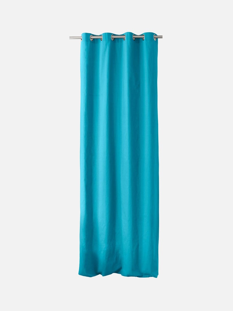 Rideau coloré en pur coton 8 œillets Bleu turquoise - Kiabi