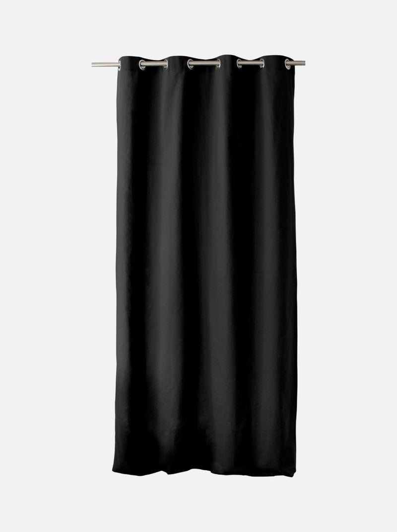 Rideau coloré en pur coton 8 œillets Noir - Kiabi