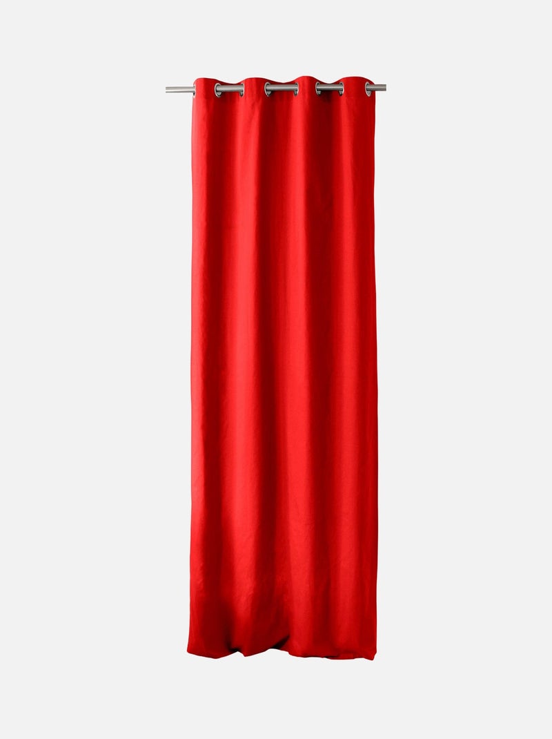 Rideau coloré en pur coton 8 œillets Rouge - Kiabi