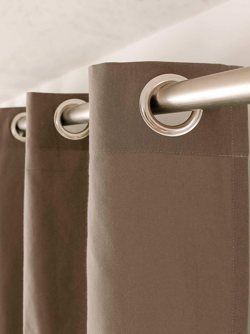 Rideau coloré en pur coton 8 œillets Taupe - Kiabi