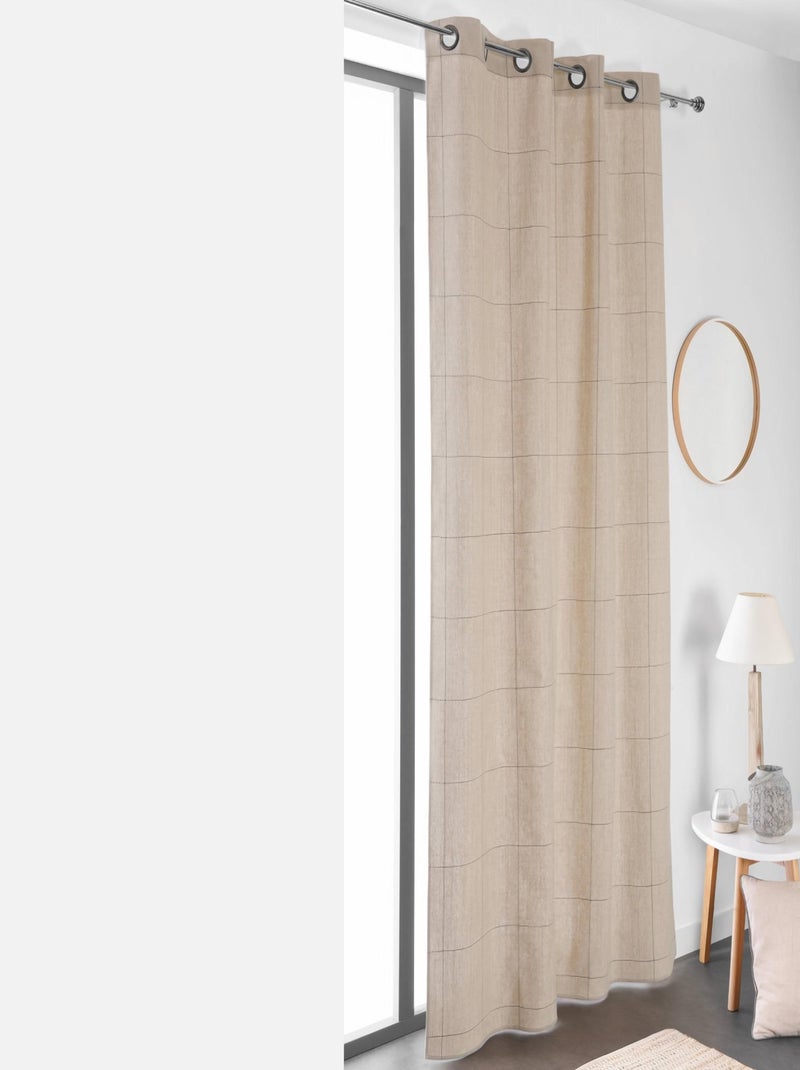 Rideau d'Ameublement à Grands Carreaux Beige - Kiabi