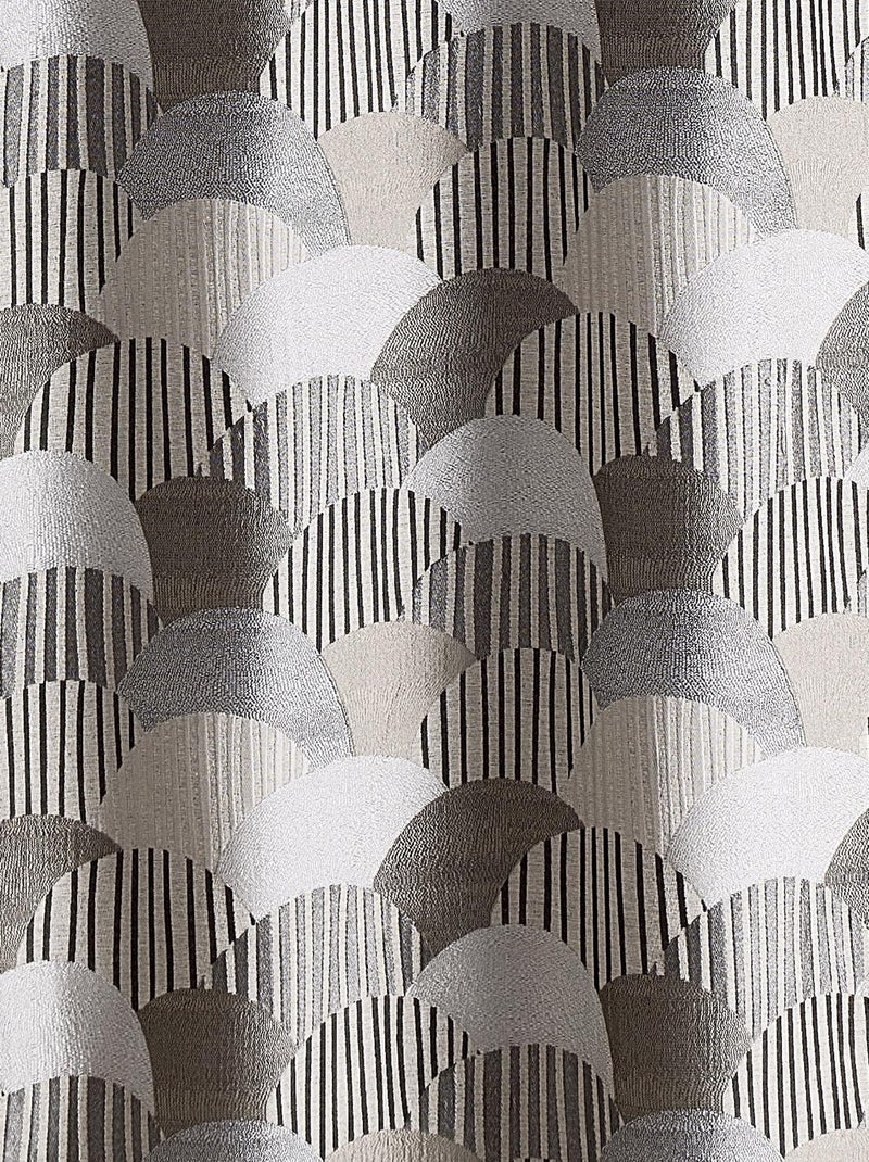 Rideau d'ameublement à jacquard arrondi Beige clair - Kiabi