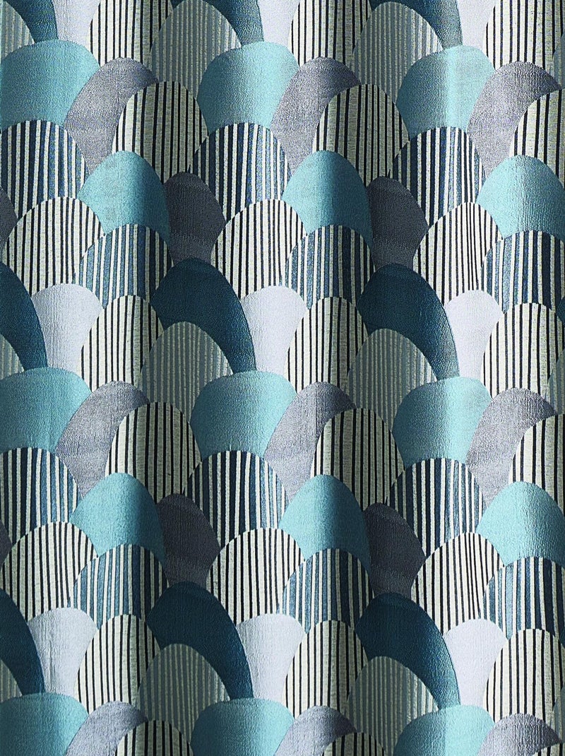 Rideau d'ameublement à jacquard arrondi Bleu - Kiabi