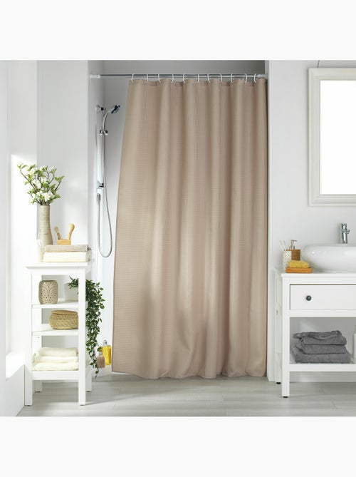 Rideau de douche avec crochets uni quartz - Kiabi Rideau de douche avec crochets uni quartz - Kiabi