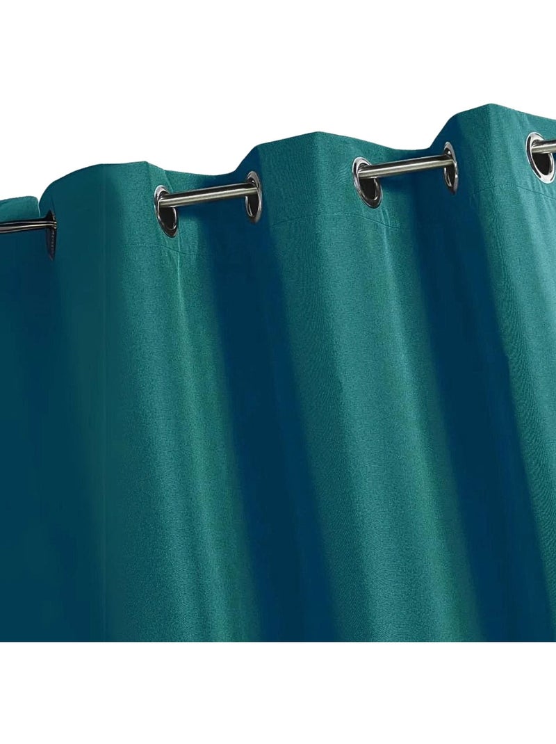 Rideau d'extérieur en tissu déperlant Bleu canard - Kiabi