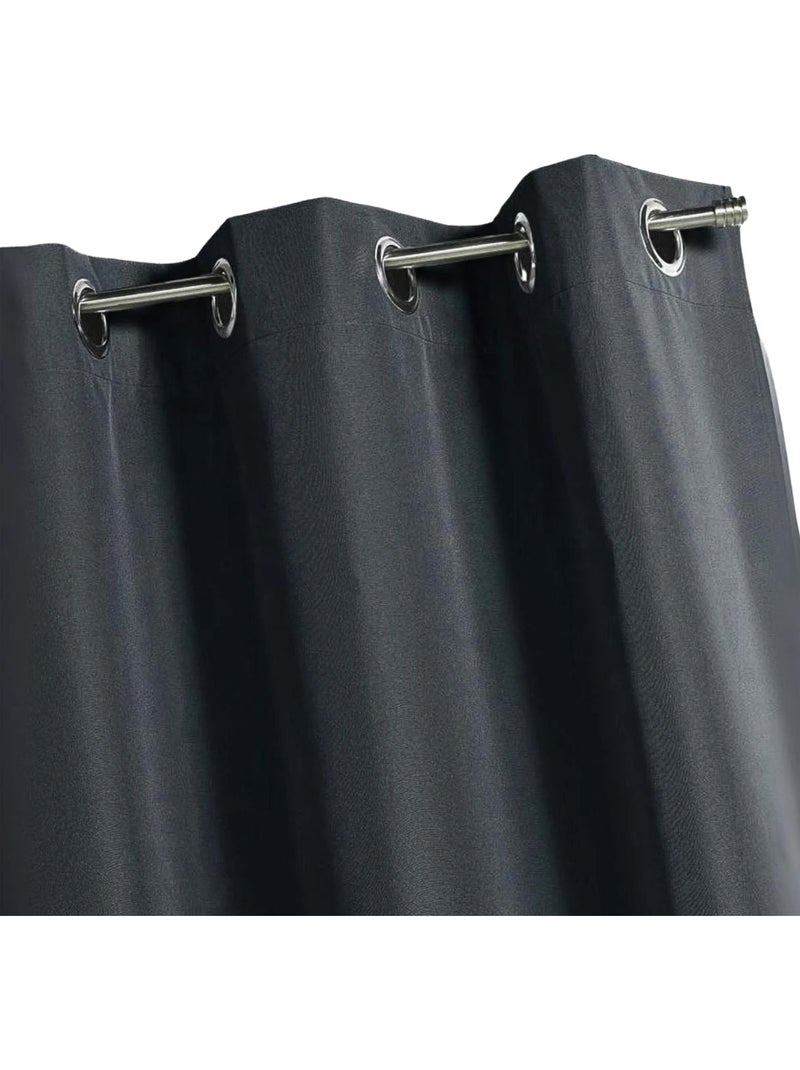 Rideau d'extérieur en tissu déperlant gris anthracite - Kiabi