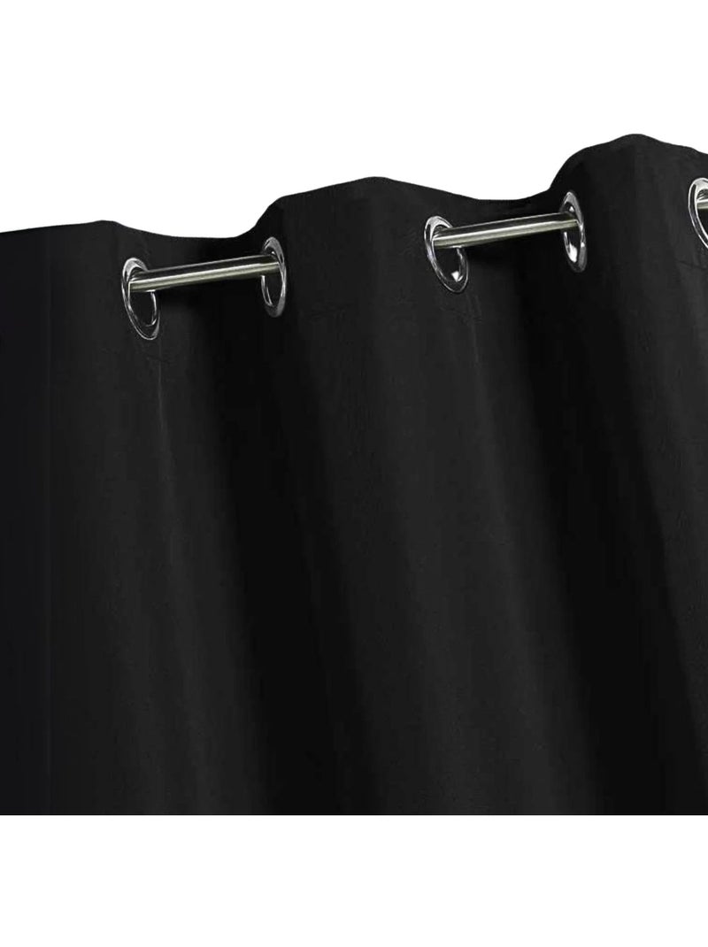 Rideau d'extérieur en tissu déperlant Noir - Kiabi