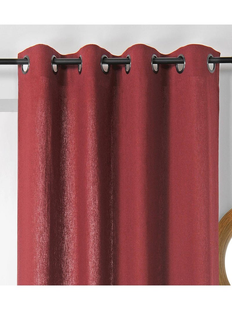 Rideau en coton et chanvre Rouge - Kiabi